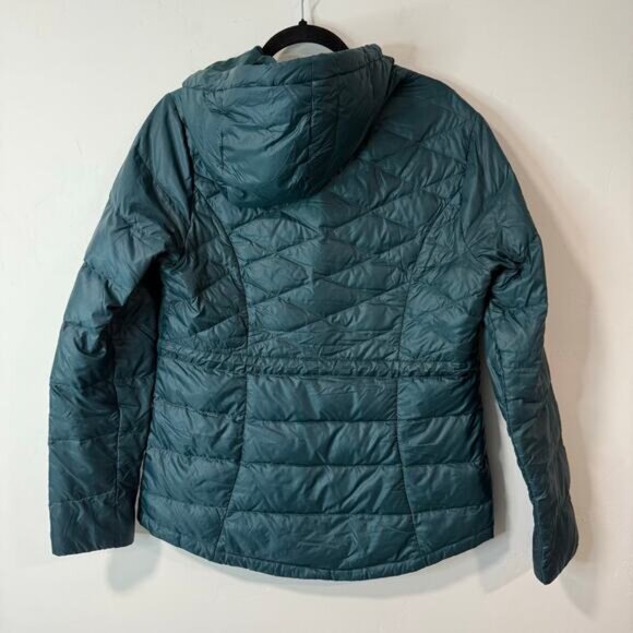 Athleta Women's Down With It Jacket Coat Hooded Puffer Quilted Teal Medium - Picture 2 of 9